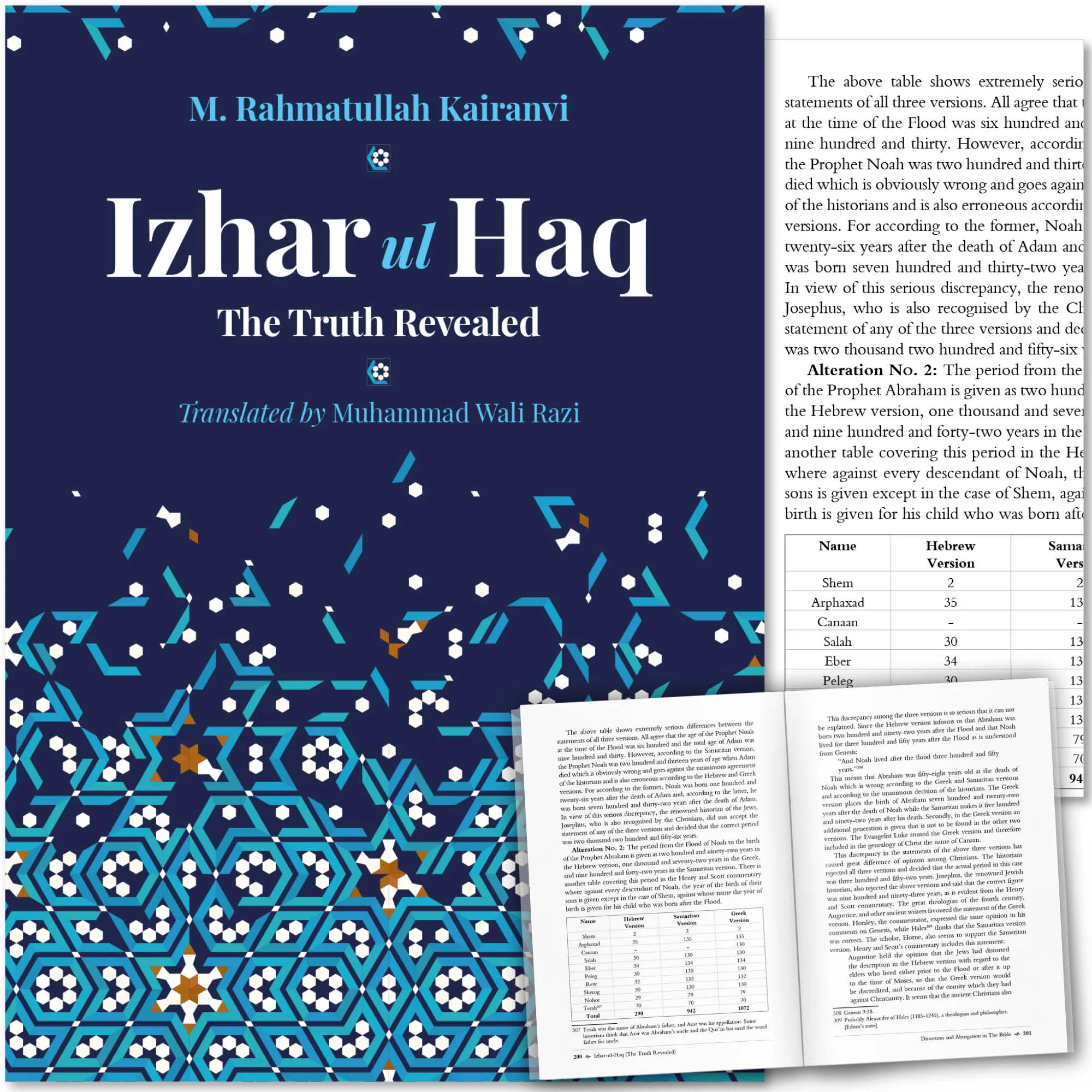 Front cover with Inner spread of Izhar ul Haq, The Truth Revealed by Kairanvi, Wali Razi. Islamic study of Bible by Ta-Ha Publishers