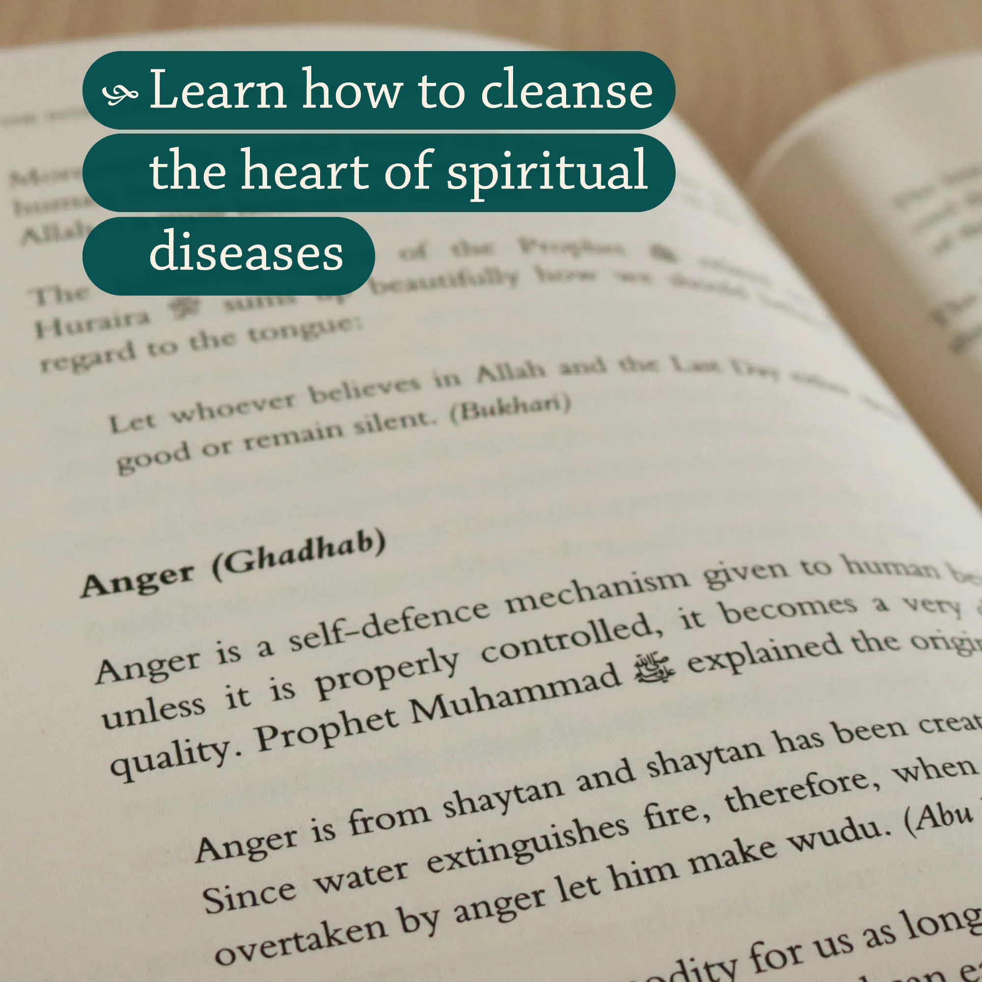 Page close up of Intelligent Heart, Pure Heart by Gohar Mushtaq. Purification of the heart by Ta-Ha Publishers