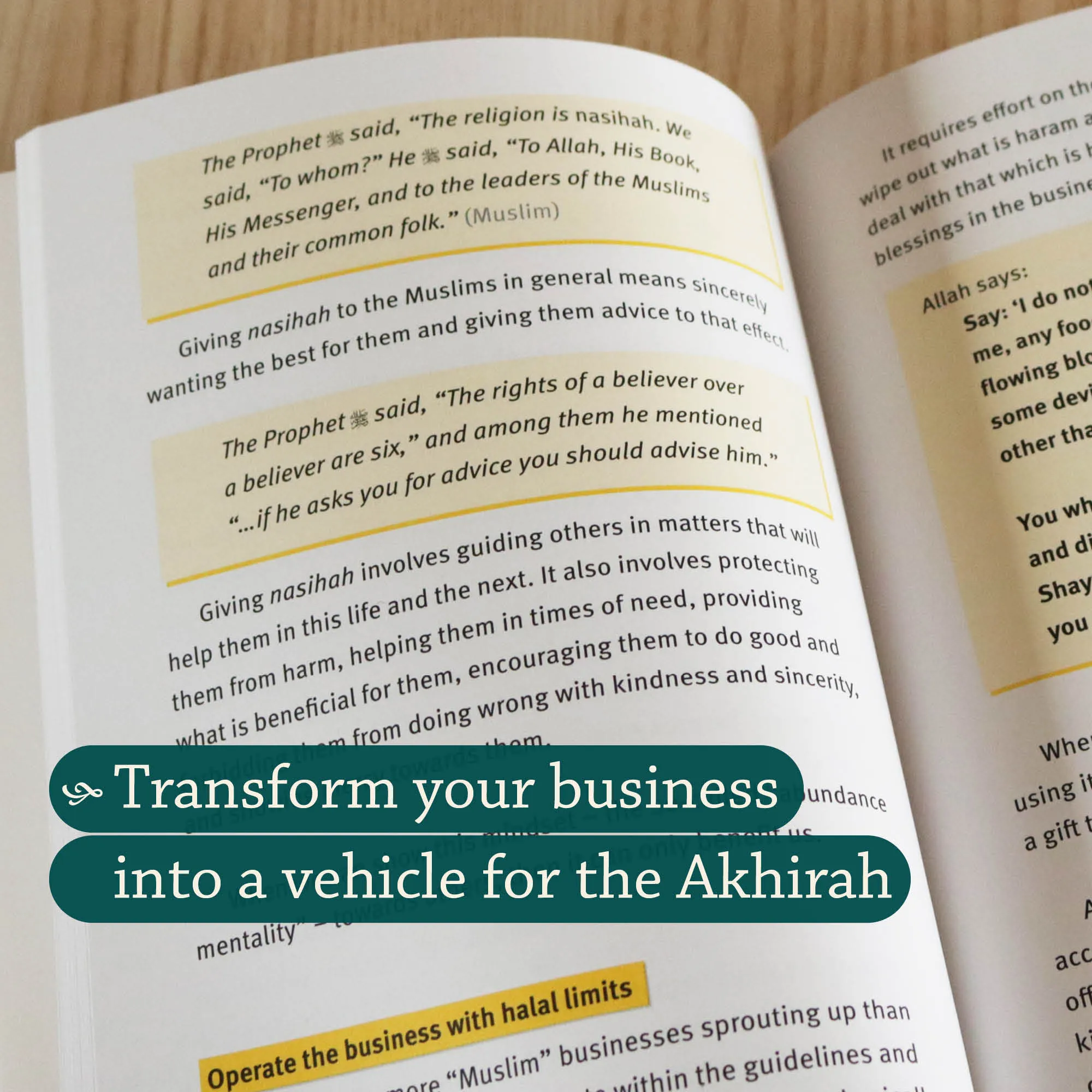 Inner spread of Islam and the Business Mindset by Ilyas Salim. Islamic business handbook by Ta-Ha Publishers