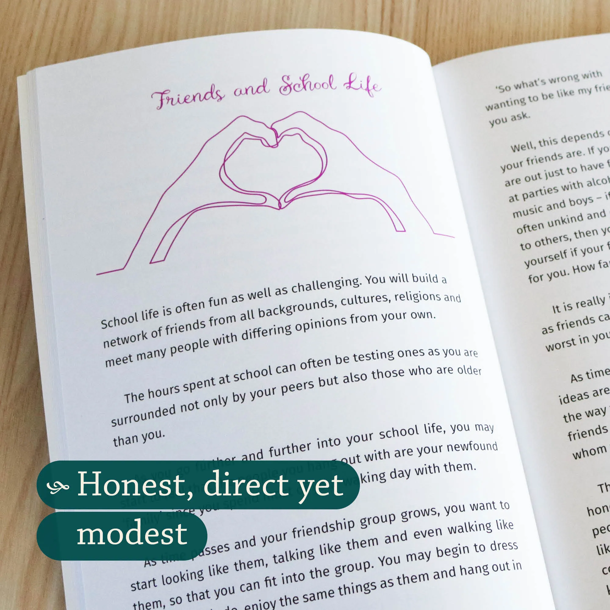Inner spread of A Muslim Girl’s Guide to Life’s Big Changes by Rayhana Khan. Muslim girl’s puberty guide by Ta-Ha Publishers