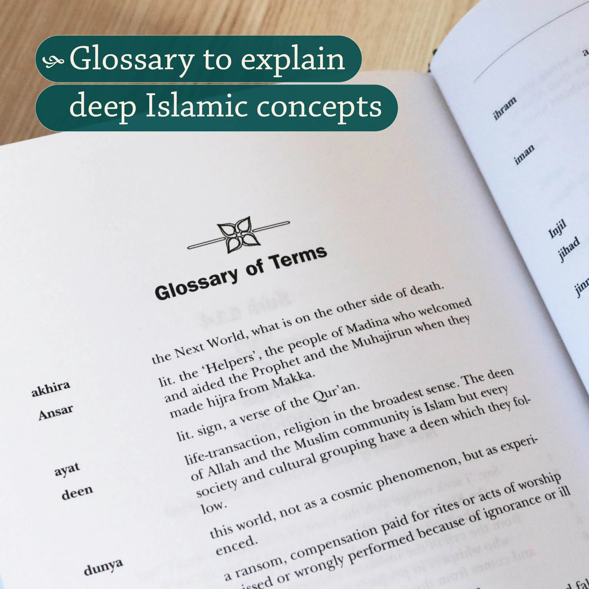 Glossary of The Noble Qur’an by Abdalhaqq & Aisha Bewley. English Qur’an translation by Ta-Ha Publishers