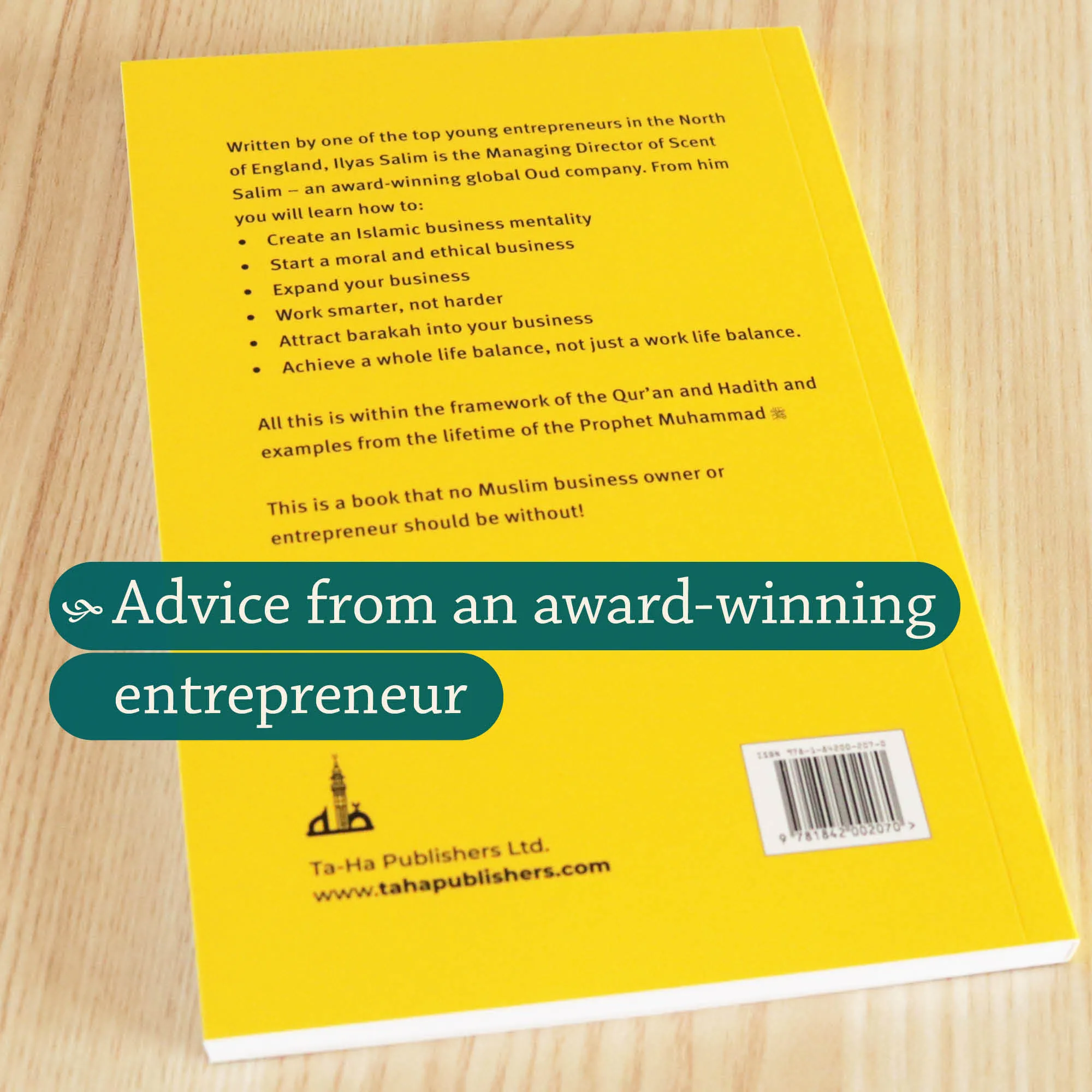 Back cover of Islam and the Business Mindset by Ilyas Salim. Islamic business handbook by Ta-Ha Publishers